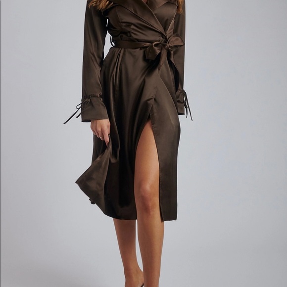 New Meshki Oakley Satin Dress Coat size Large - Picture 3 of 9